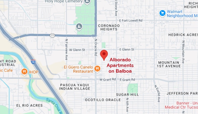 Low Income Rentals. Alborada Apartments on Balboa Map