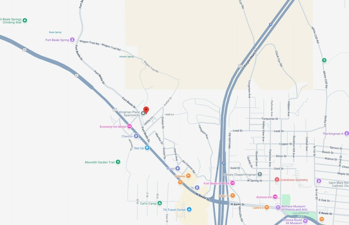 Low Income Housing. Kingman Place Apartments in Kingman. Map