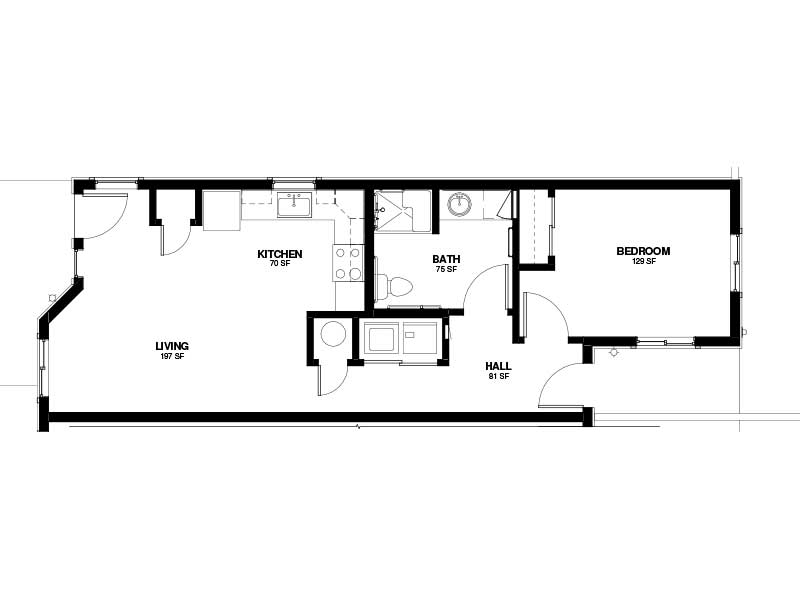Homeless housing. Miracle Point Apartments. Floor Plan.