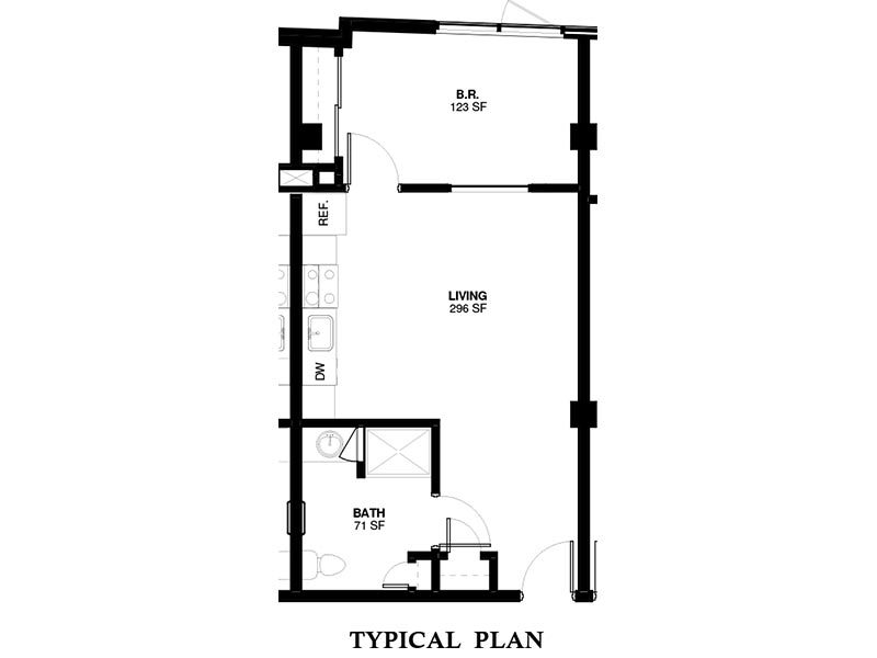 Senior housing. West Point Apartments. Floor plan.