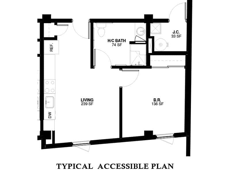 Senior housing. West Point Apartments. Floor plan.